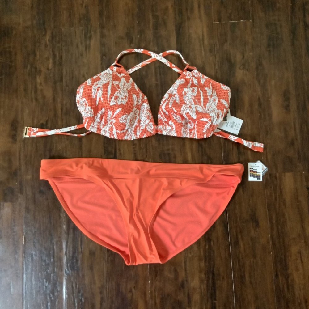 NWT Time & Tru Sandy Bloom Smock Bikini Top & Coordinating Bottoms Size 3X